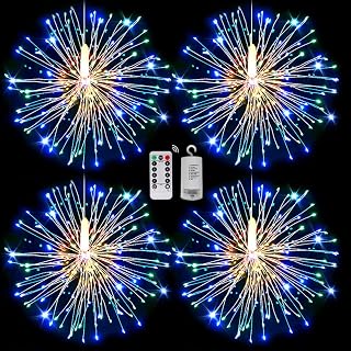 Techip 4PCS 120LED String Lights LED Copper Wire Battery Operated Hanging Fairy Lights with Remote Timer Wedding Christmas Decorative Hanging Lights for Party Patio Garden Bedroom Indoor Outdoor