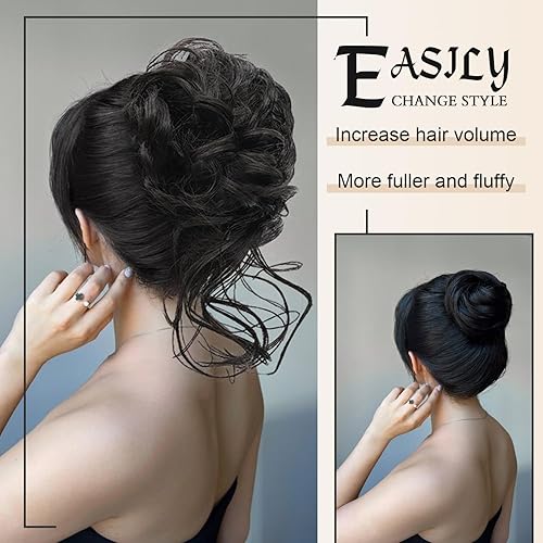 Miniatura 5 de MSMUSAS Moño desordenado, pinza de garra, rizada, ondulada, moños despeinados, extensiones de cabello recogido, extensiones de cabello largo con