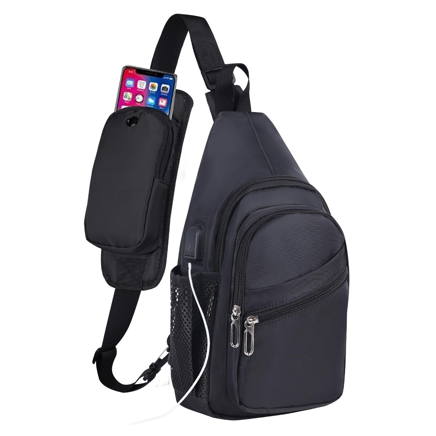 JENAGREEN Waterproof Sling Backpack Crossbody Sling Bag for Women Men, Multipurpose Travel Hiking Adjustable Chest Bag Casual Daypack