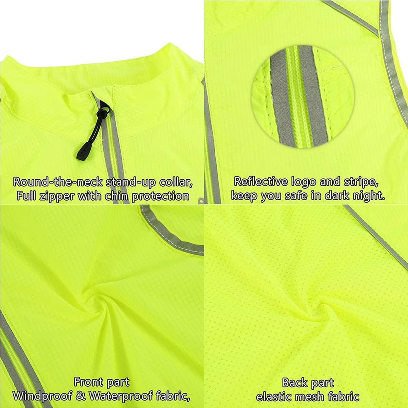 IQOAIJ Damen Fahrradweste Reflektierend Windstopper Winddicht Laufweste Atmungsaktiv Softshell Outdoor