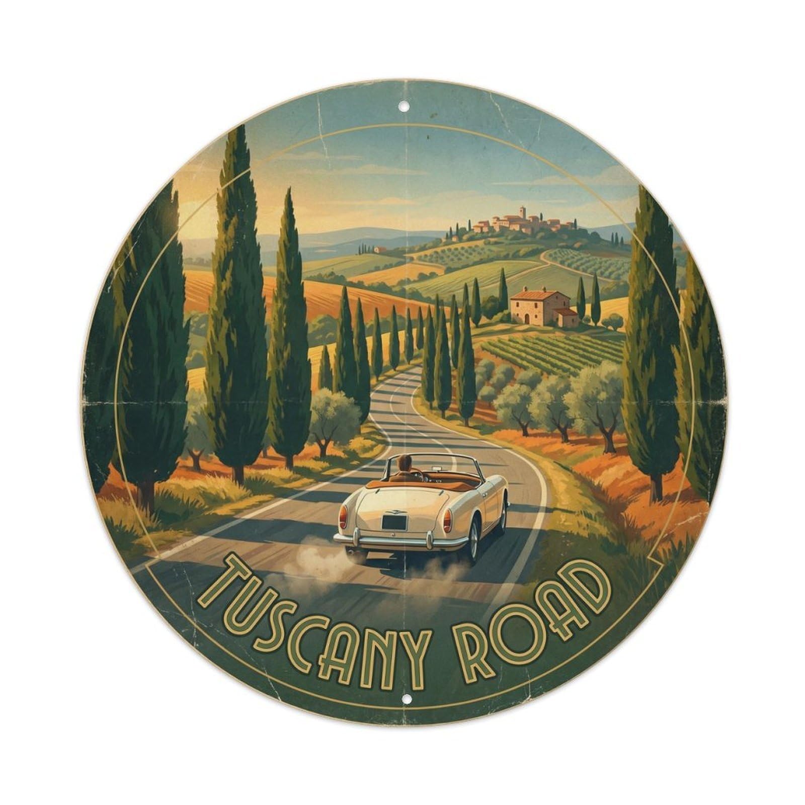 Tuscany Italy City Landmark Travel Cypress Vintage Metal Tin Sign
