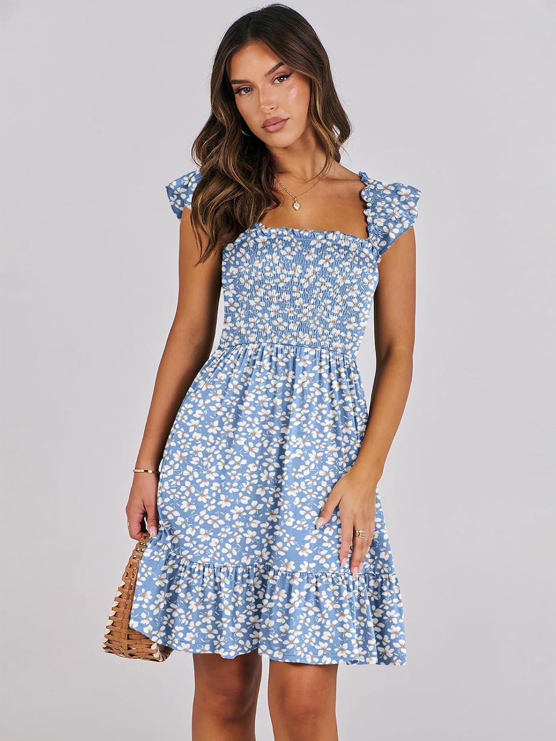 ANRABESS Womens Casual Summer Dress Boho Smocked Beach Cute Teen Sundress image 4