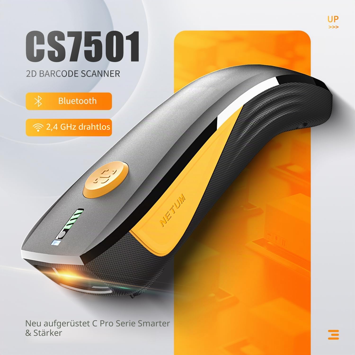 NETUM CS7501 QR-Scanner – Verbesserter Bluetooth-Barcodescanner, Tragbarer 1D/2D-Scanner für Lagerverwaltung, Kabelloser Imager für Tablets, Android, iOS, PC & POS-Systeme