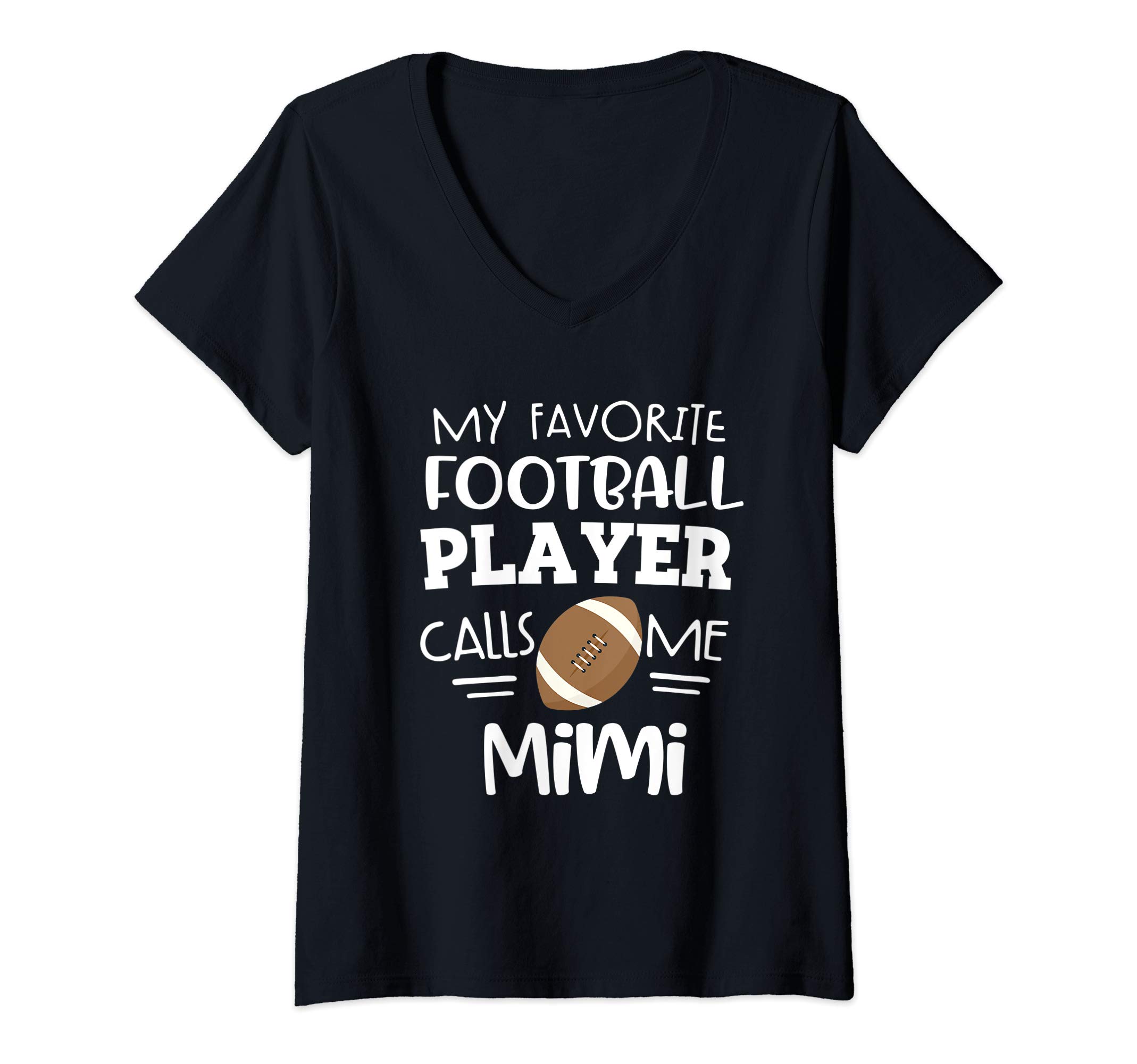 Buncho GiftsWomens My favorite Football Player Calls Me Mimi Grandsons Game V-Neck T-Shirt