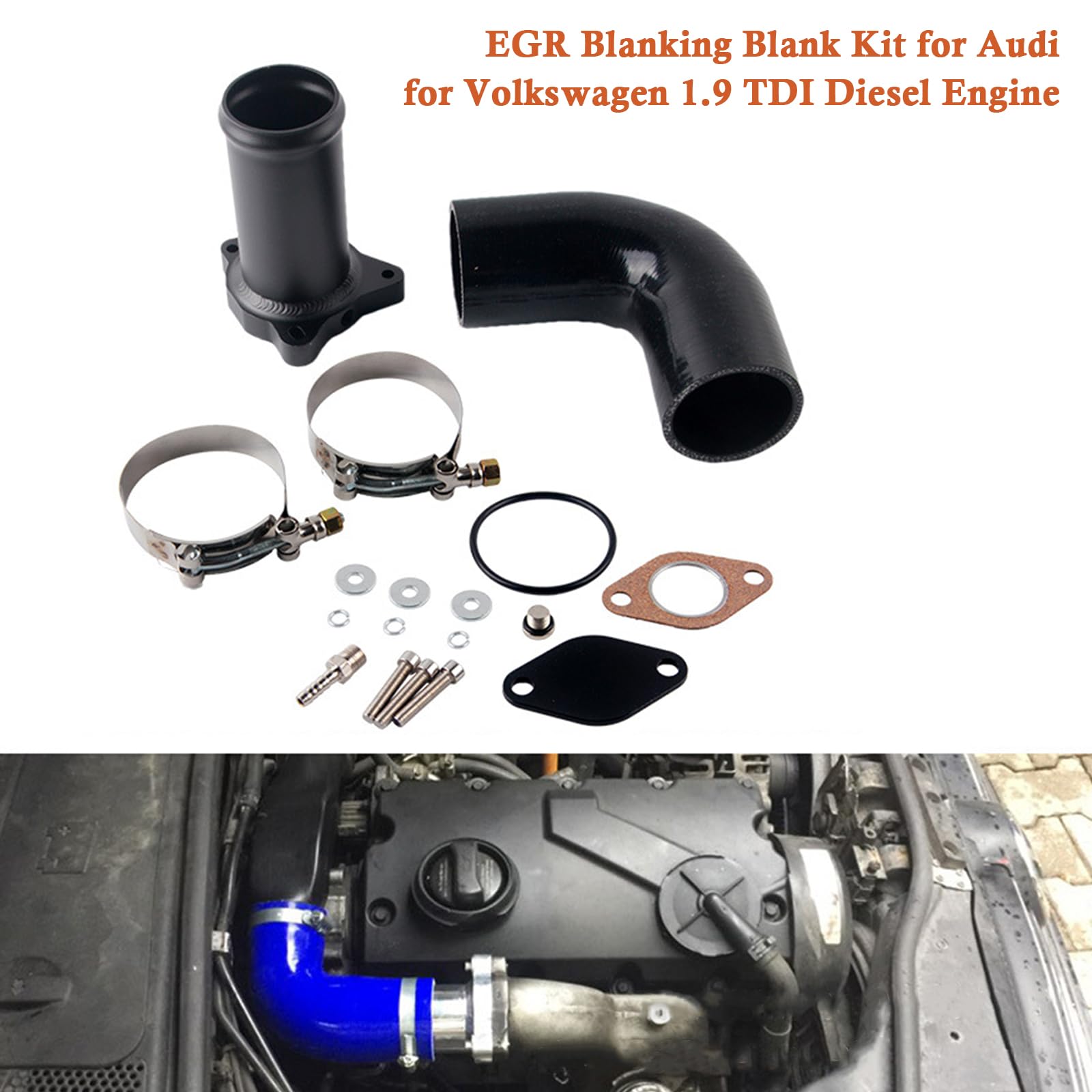 AGR Delete Set 5mm AGR ventil verschlussplatte Kit aus Aluminium - Für VW Audi Seat Skoda - 1.9 TDI 1.4 TDI Motoren - Inkl. Dichtung - Reduziert Versottung & Ruß
