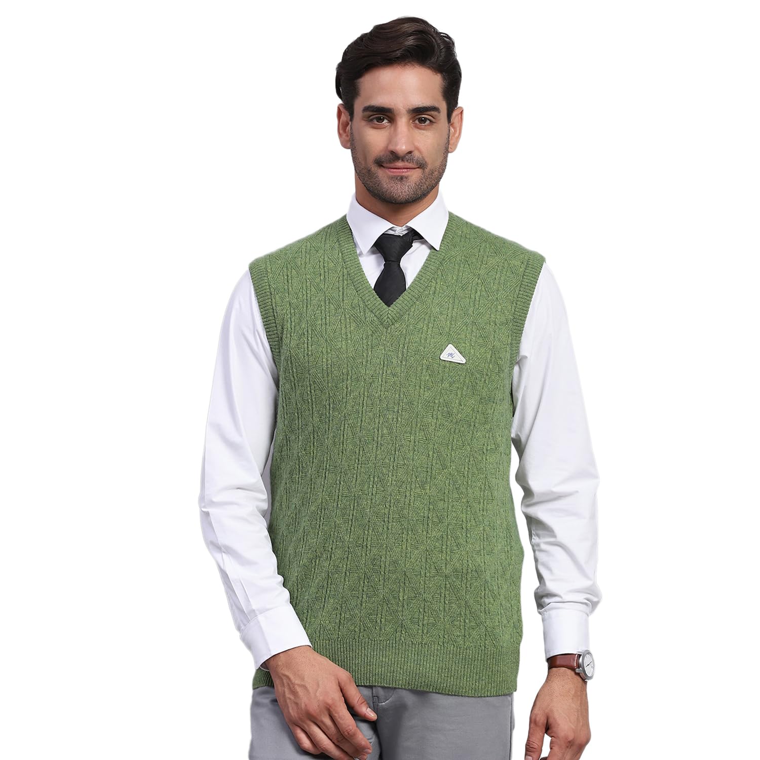 monte carlo Mens Self Design V Neck Sleeveless Sweater (1243119SL)-picture-20