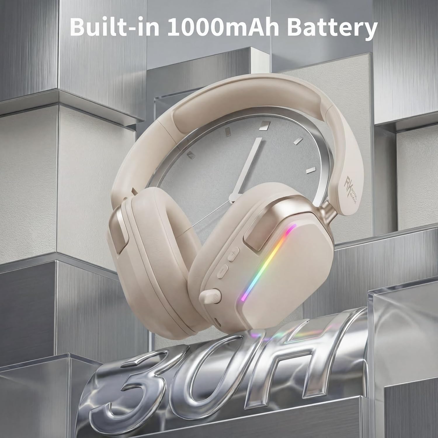 RK Royal Kludge HG101 Wireless Gaming Headset, 7.1 Surround Sound, Stereo Wired Headphones with Retractable Mic, Bluetooth5.3, RGB, Memory Foam Ear Pads, Works with PC, PS4, PS5, Switch, Platinum Grey