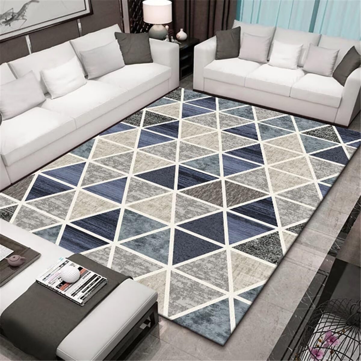 Tapis résistant à l'usure gris-bleu 120x170 pour entrée et pièces de passage
