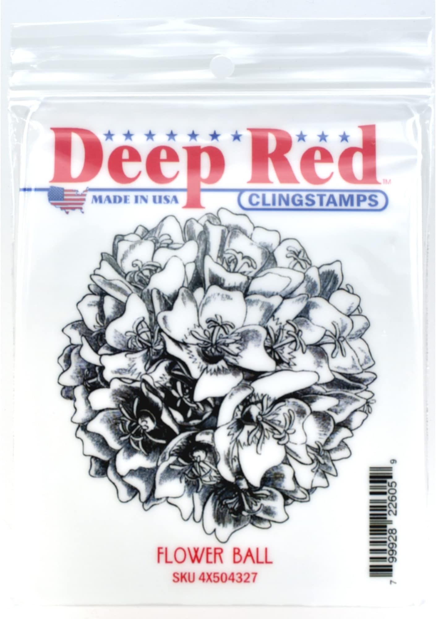 Deep Red Stamps Flower Ball Rubber Stamp 3 x 3inches