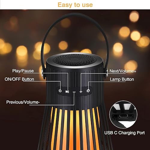 Miniatura 3 de Altavoz Bluetooth para exteriores con atmósfera de llama, altavoz inalámbrico LED impermeable con antorcha, sonido estéreo, accesorios geniales para