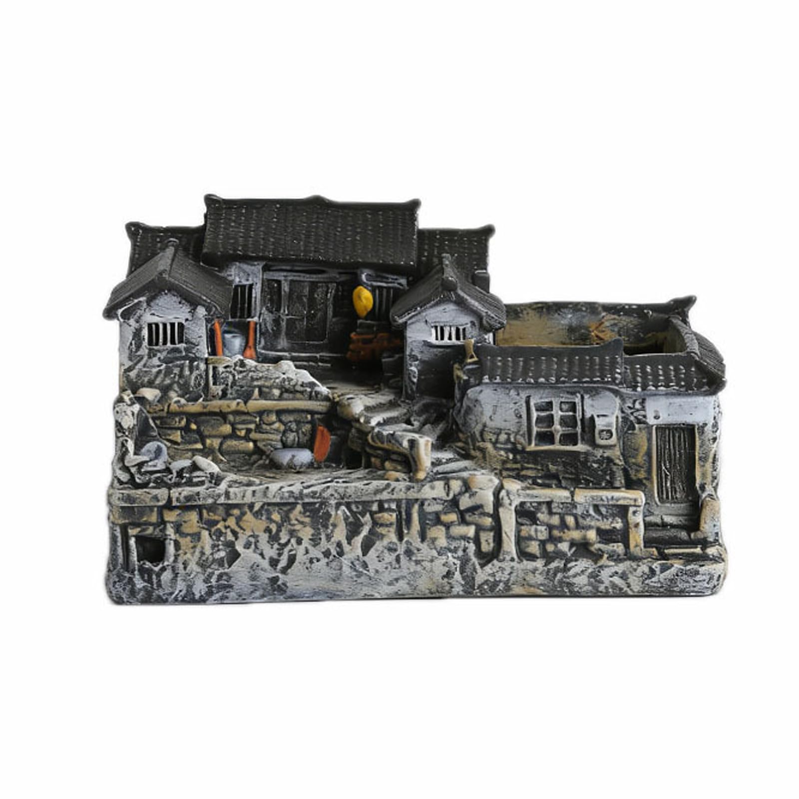 Zxfdsfdbnm Detailed Miniature Resin Courtyard Ornament Village House Model for Bookshelves Display and Indoor Plant Accent Decors Bonsais Ornament