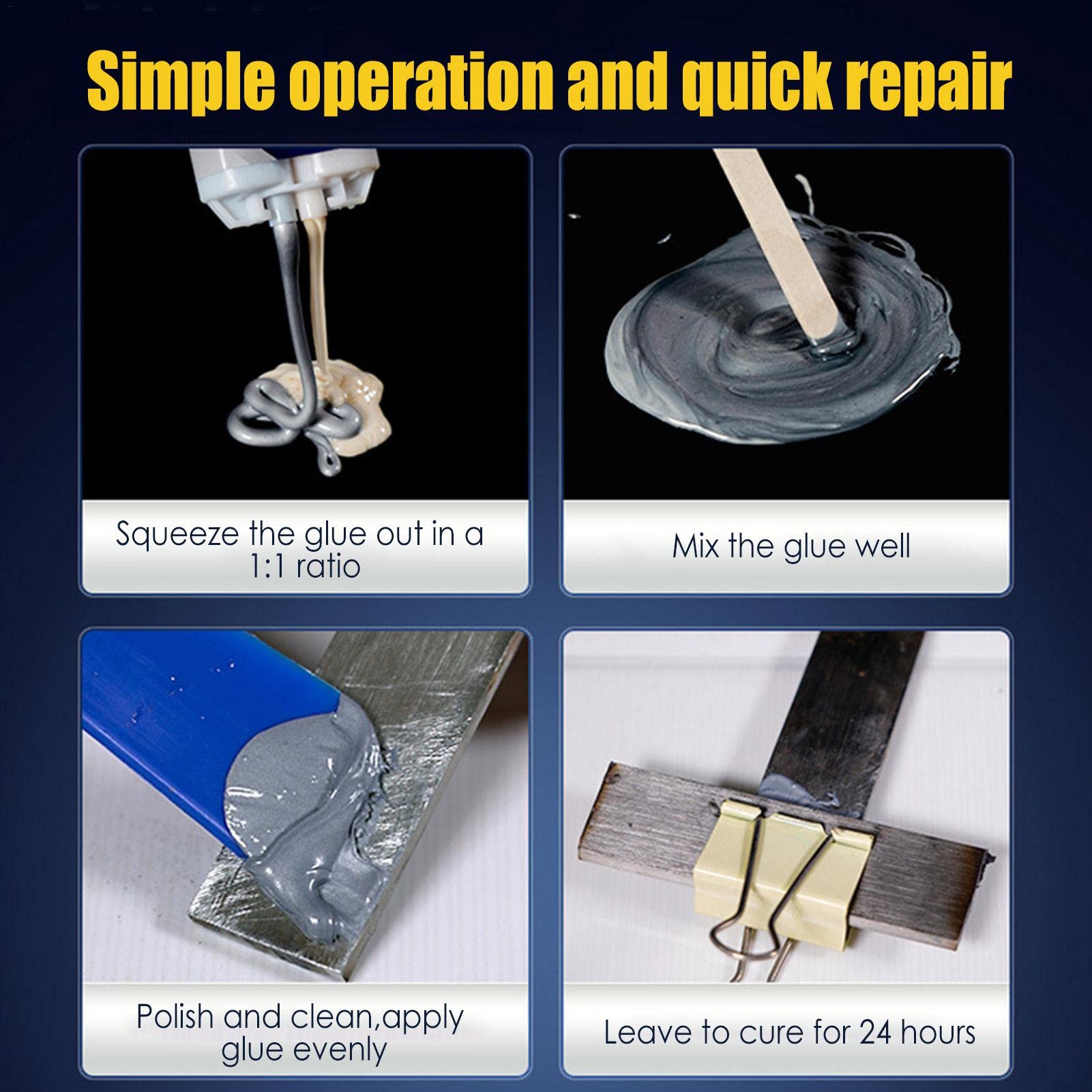 Metal Repair Paste Metal Repair Glue A & B, Welding Glue, Resistenza al Calore Industriale Materiali per Saldatura a Freddo Pasta per Riparazioni in Metallo Colla