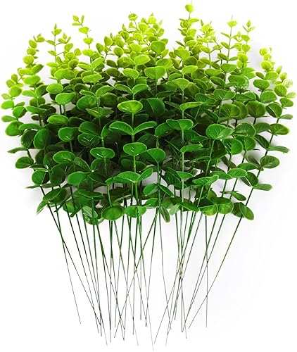 36 tallos de eucalipto verdes, hojas de eucalipto artificiales, ramas de eucalipto de 15 pulgadas, tallo de eucalipto verde tierno sintético para