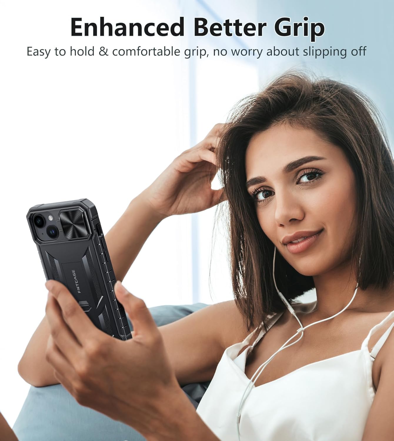 FNTCASE for iPhone 15 Plus Case: for iPhone 14 Plus Phone Case with Kickstand | Rugged Military Grade Drop Proof Protection Hard Heavy Duty Protective Sturdy Cover Black - Image 5