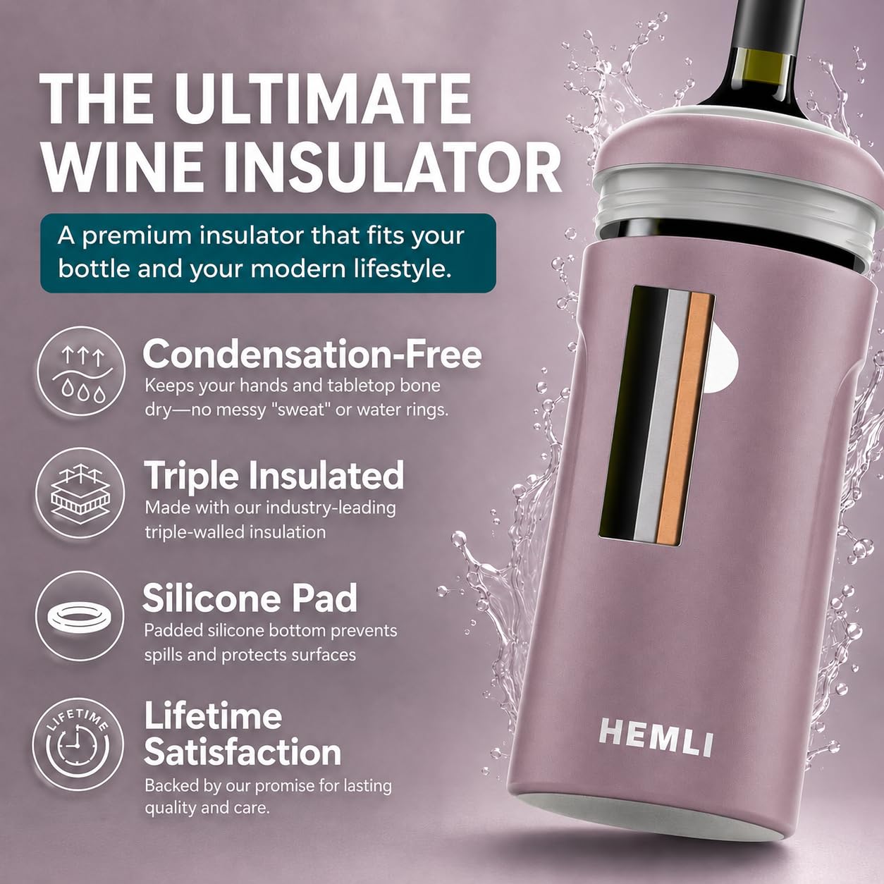 Wine Bottle Chiller Insulator Sleeve, Keeps Wine and Champagne Cold for 12 Hours, Vacuum Insulated Wine Bottle Cooler — Amazon image 3