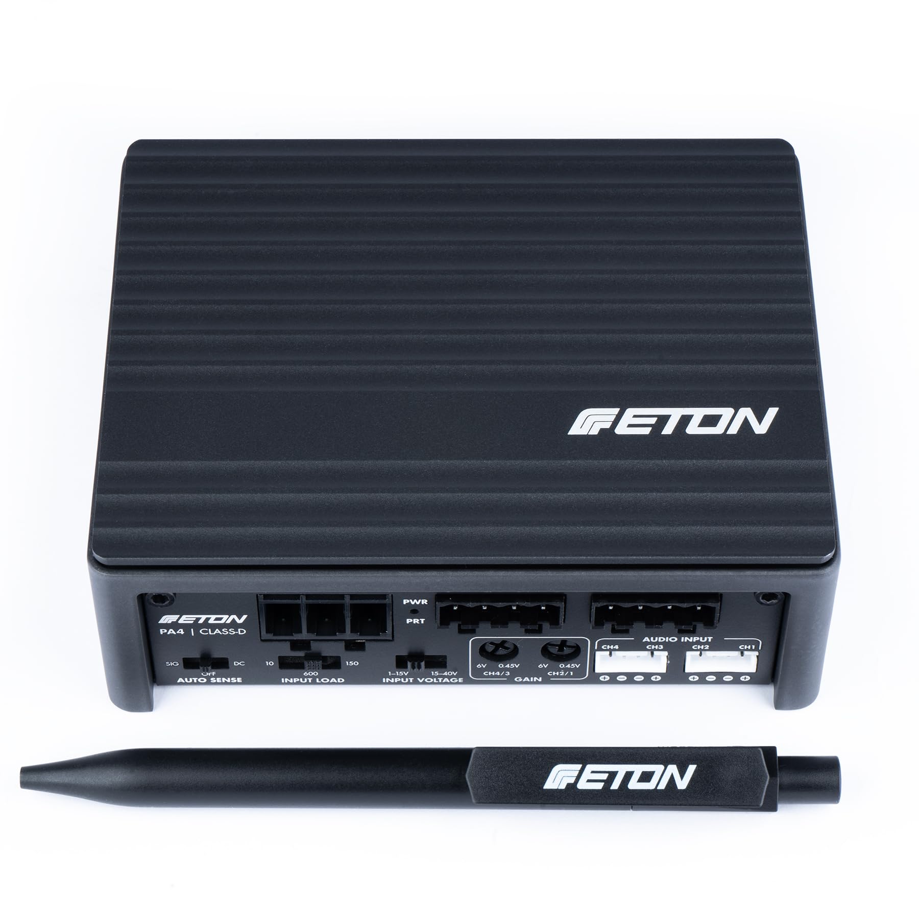 ETON PA 4 – ultra kompakter 4 Kanal Verstärker, leistungsstarke digitale Micro Endstufe für Autos und Reisemobile, Class D Amp mit 2 x 45 + 2 x 80 Watt