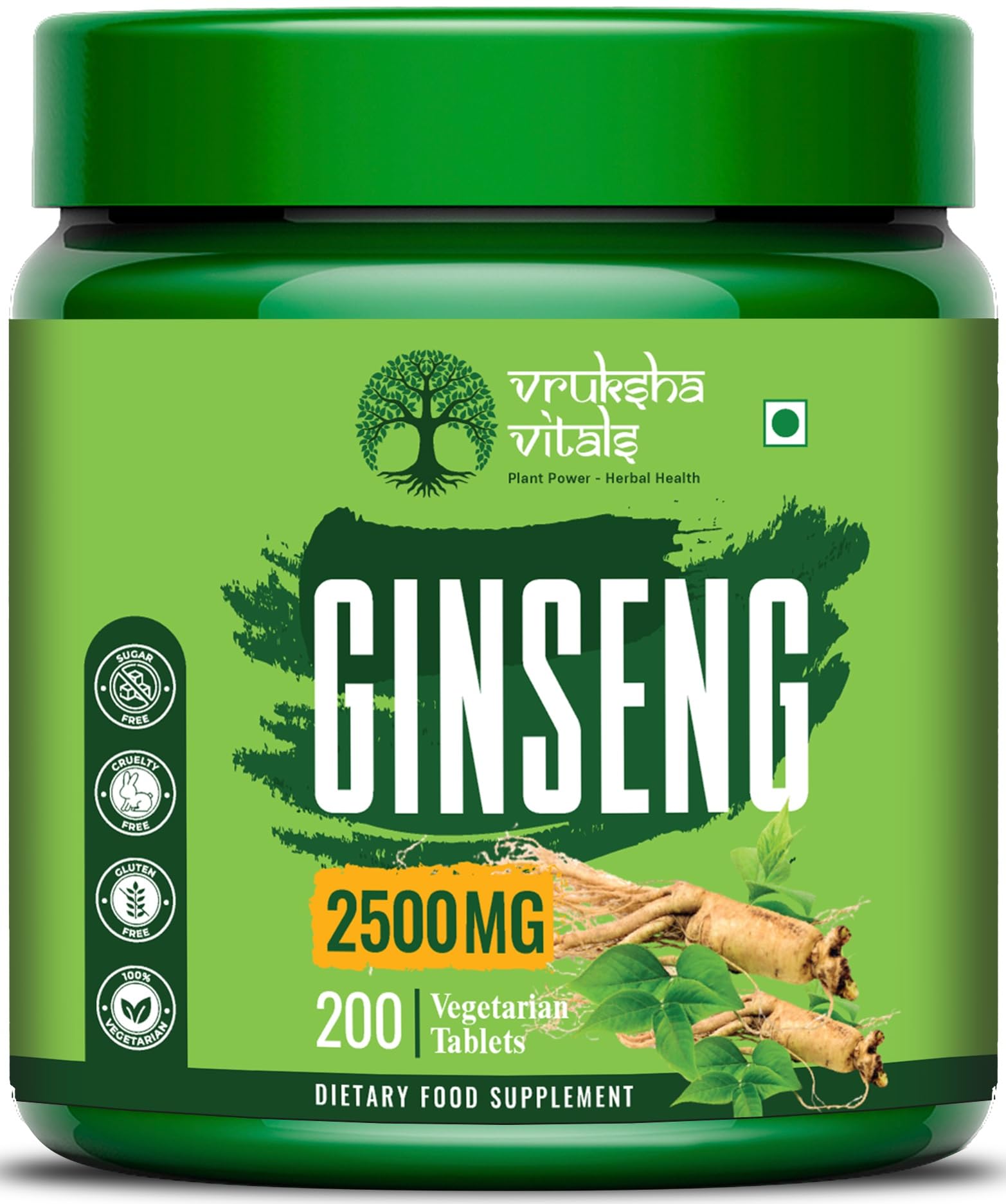 Triple Ginseng Root - 2500 mg - Korean Red Panax Ginseng, Siberian and American Ginseng Extract Powder Tablets Capsules Supplement