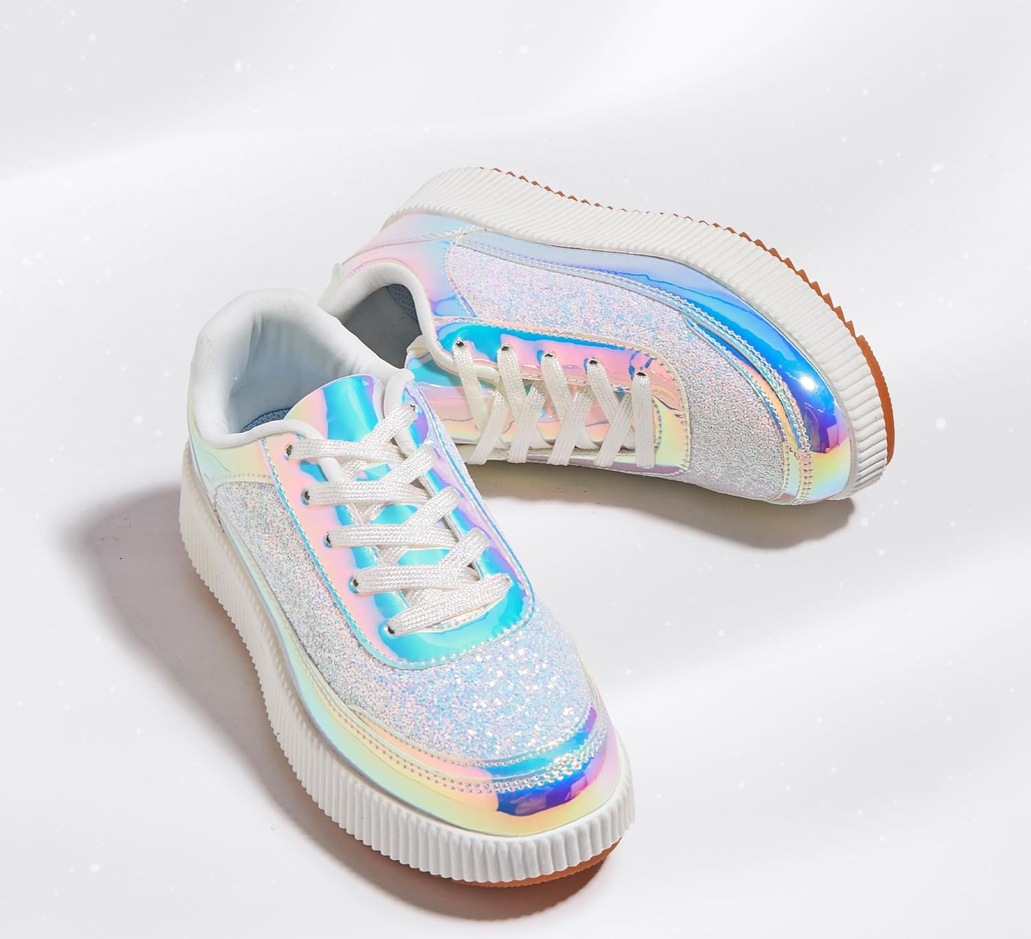 LUCKY STEP Women's Platform Sneakers Rhinestone Fashion Chunky Casual Sparkly Retro Braided Walking Shoes - Image 5