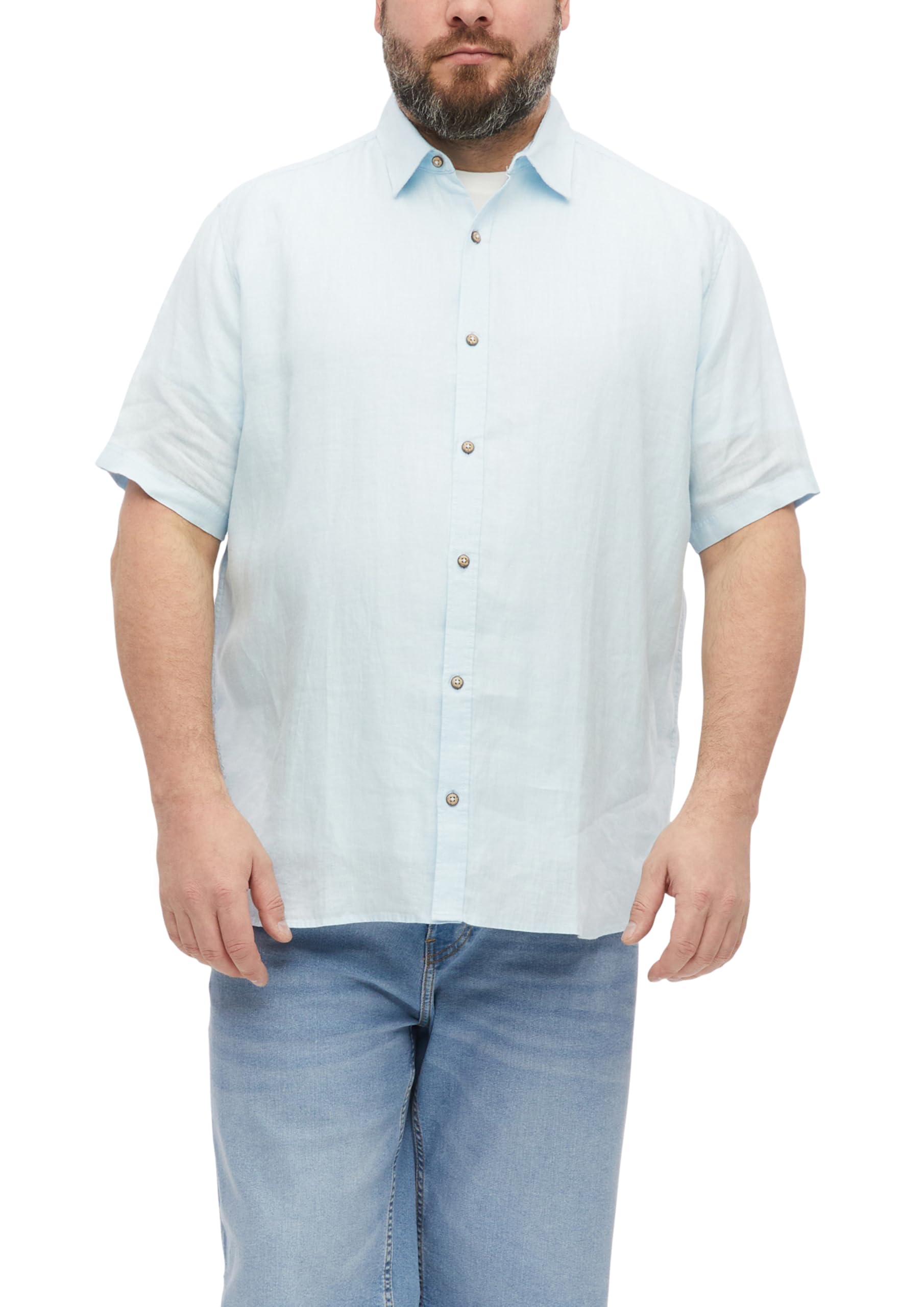 s.Oliver Men's 2181248 Linen Shirt Short Sleeve (Pack of 1), Blue, 5XL
