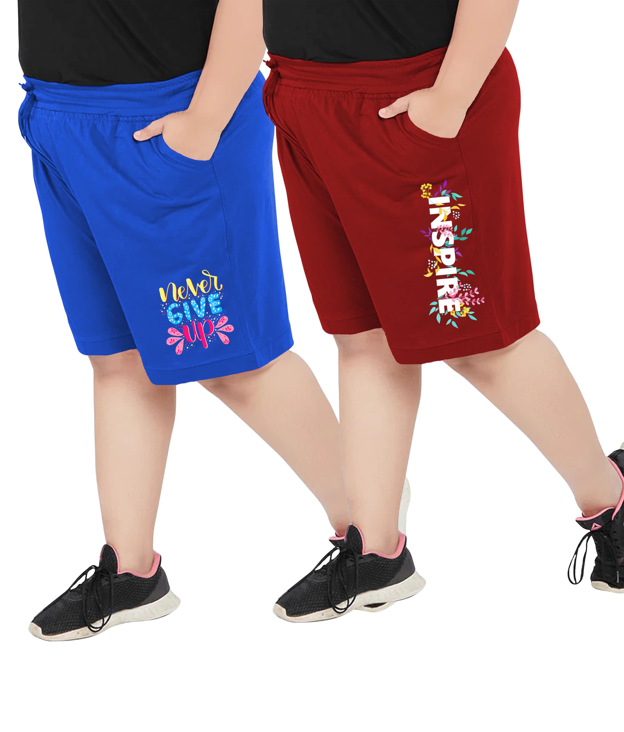 elite soul Womens Plus Size Cotton Shorts with Graphic Print (Pack of 2) | XL, 2XL, 3XL, 4XL, 5XL | Regular Fit | Yoga, Gym, Lounge, Nightwear & Casual Wear-picture-21