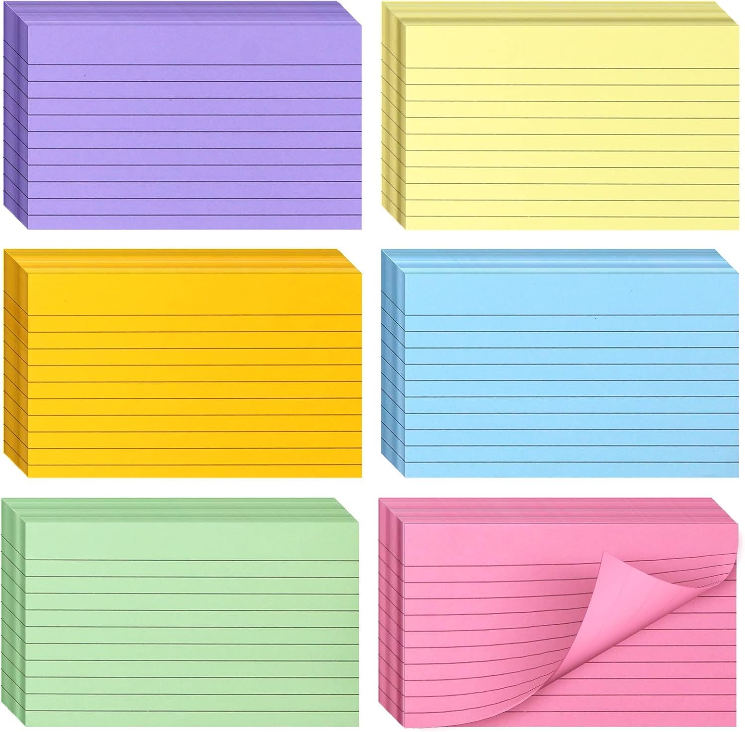 Bignc 600 Sheets Index Cards Colored Notecards, 3 X 5 Inch Ruled Color Note Cards for School, Home & Office, Multi Colors Flashcards, Colorful Notecards,Pink Index Card Ruled, Purple Lined Flash Cards - Image 7