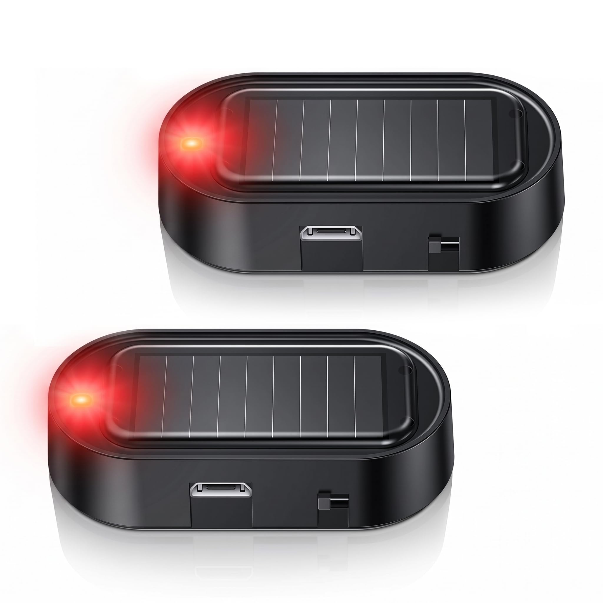 Car Solar Power Simulated Dummy Alarm, Anti-Theft LED Flashing, Blue 2PC