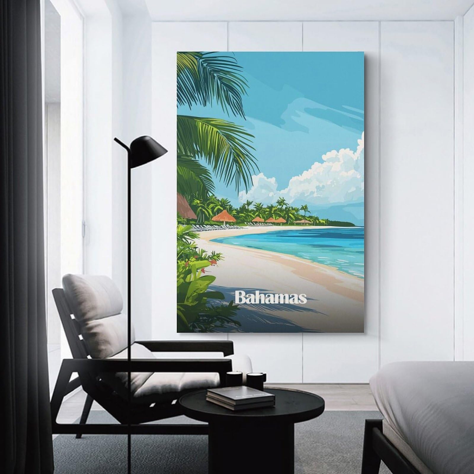 Junmoney Unframe-Style-13 Bahamas Beach Scene Canvas Wall Art 20X30inch(50X75cm), For Workspace Walls, Study Corners Or Bedrooms, Wall Art That Adds Style To Work Areas