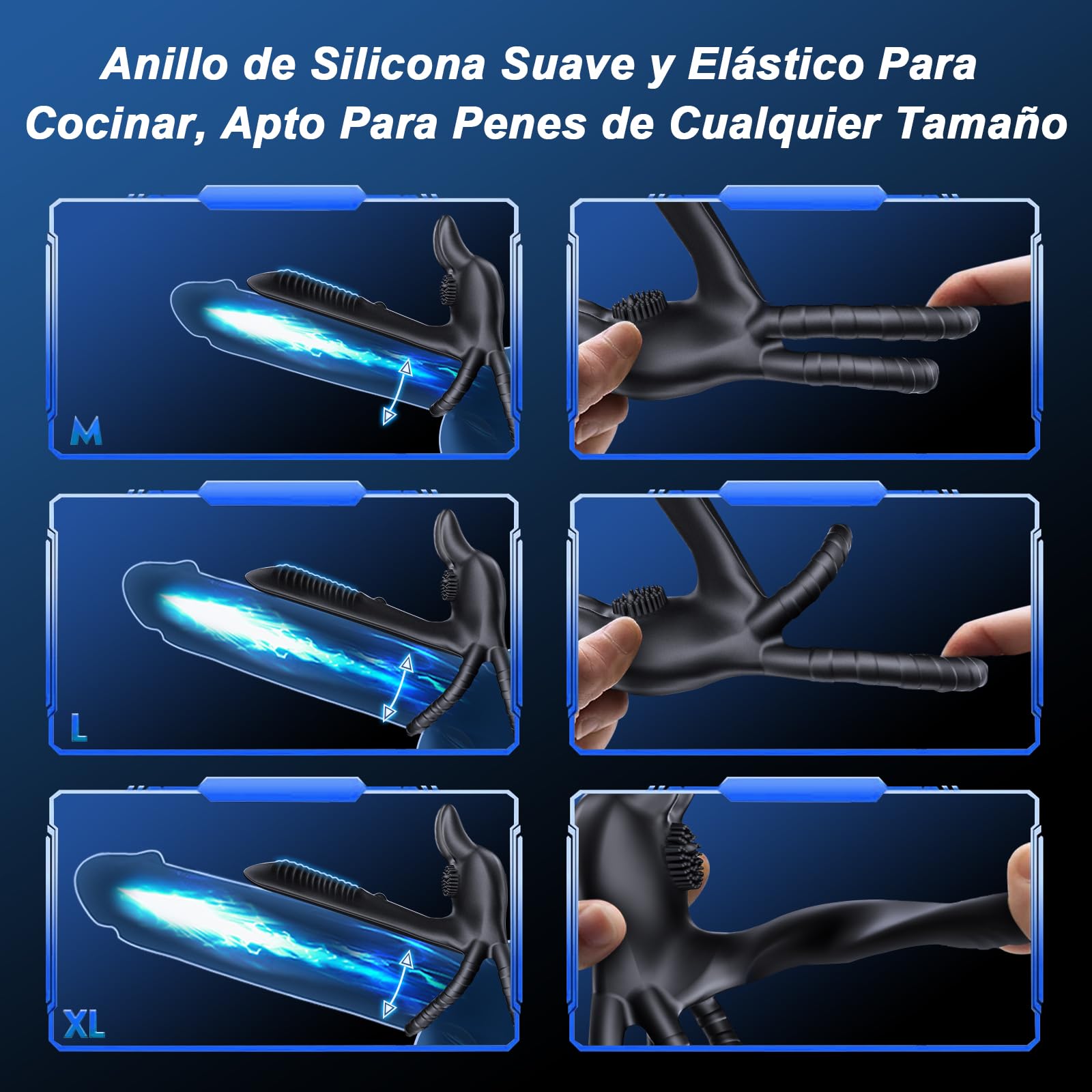 Anillo vibrador: juguete erótico para parejas; anillo vibrador para hombre con mando a distancia, 10 modos, diseño de doble anillo, juguete erótico Anillos