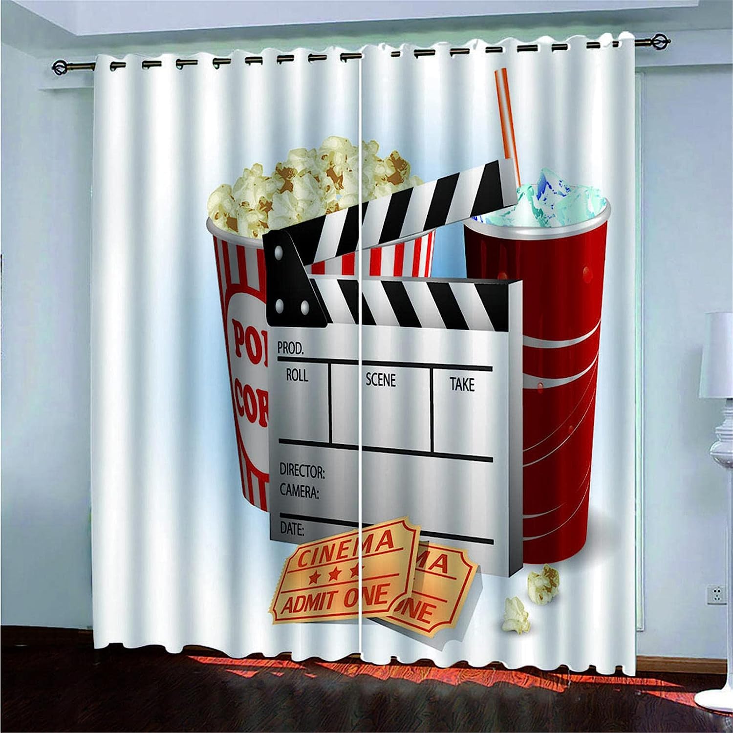 Oscurante Camera Pop Corn Da Film 300 X 280 Cm Da Letto Moderna,Soggiorno Termiche Isolanti Con Occhielli 3D Interno Casa Bambini Decorazione Da Finestre Ufficio Albergo 2 Pannelli -7I7N/T6K