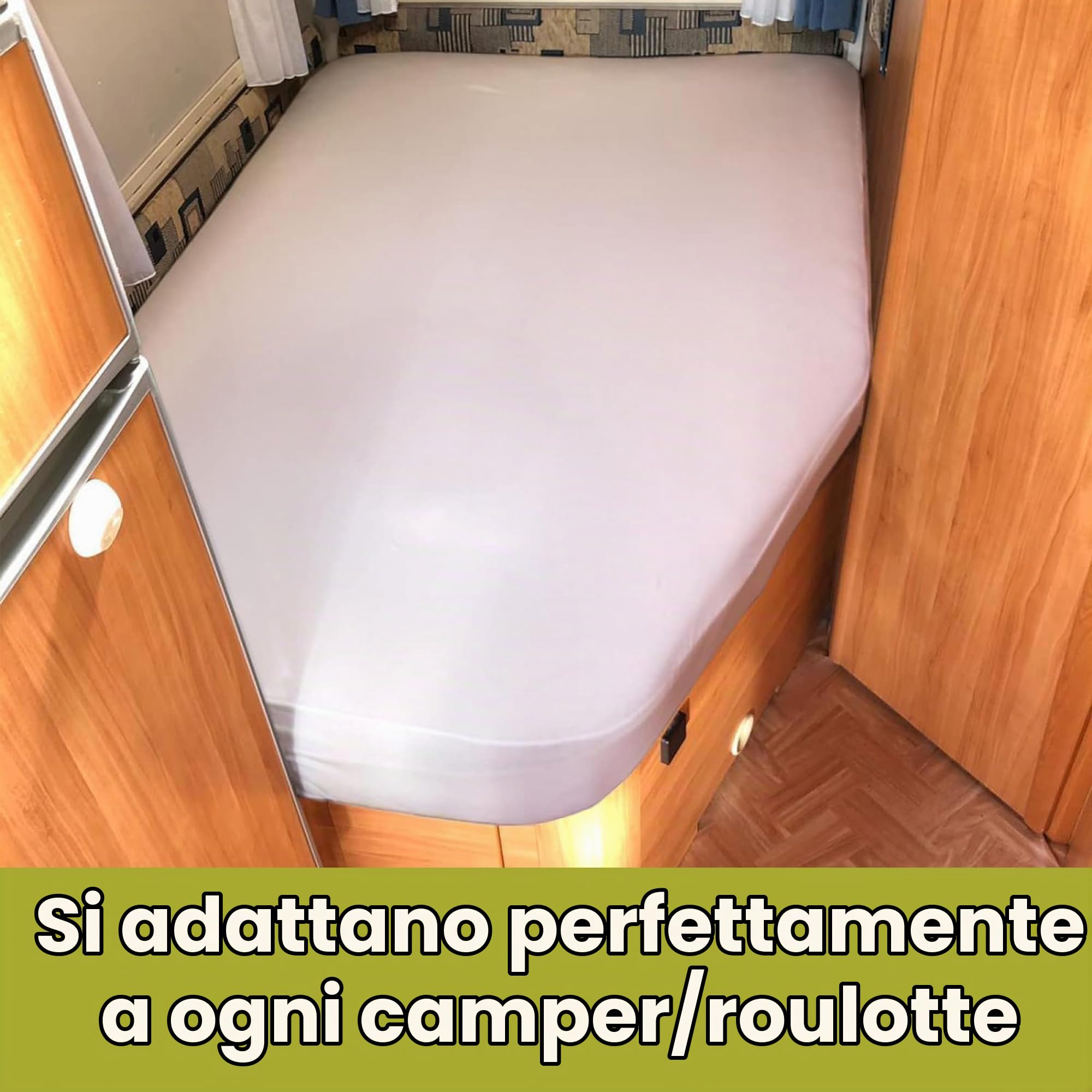 1 Coprimaterasso Camper - angolo a destra- Materassi per Camper - Accessori per Camper - Letti Francesi - Oeko-TEX - 100% Cotone - Bianca