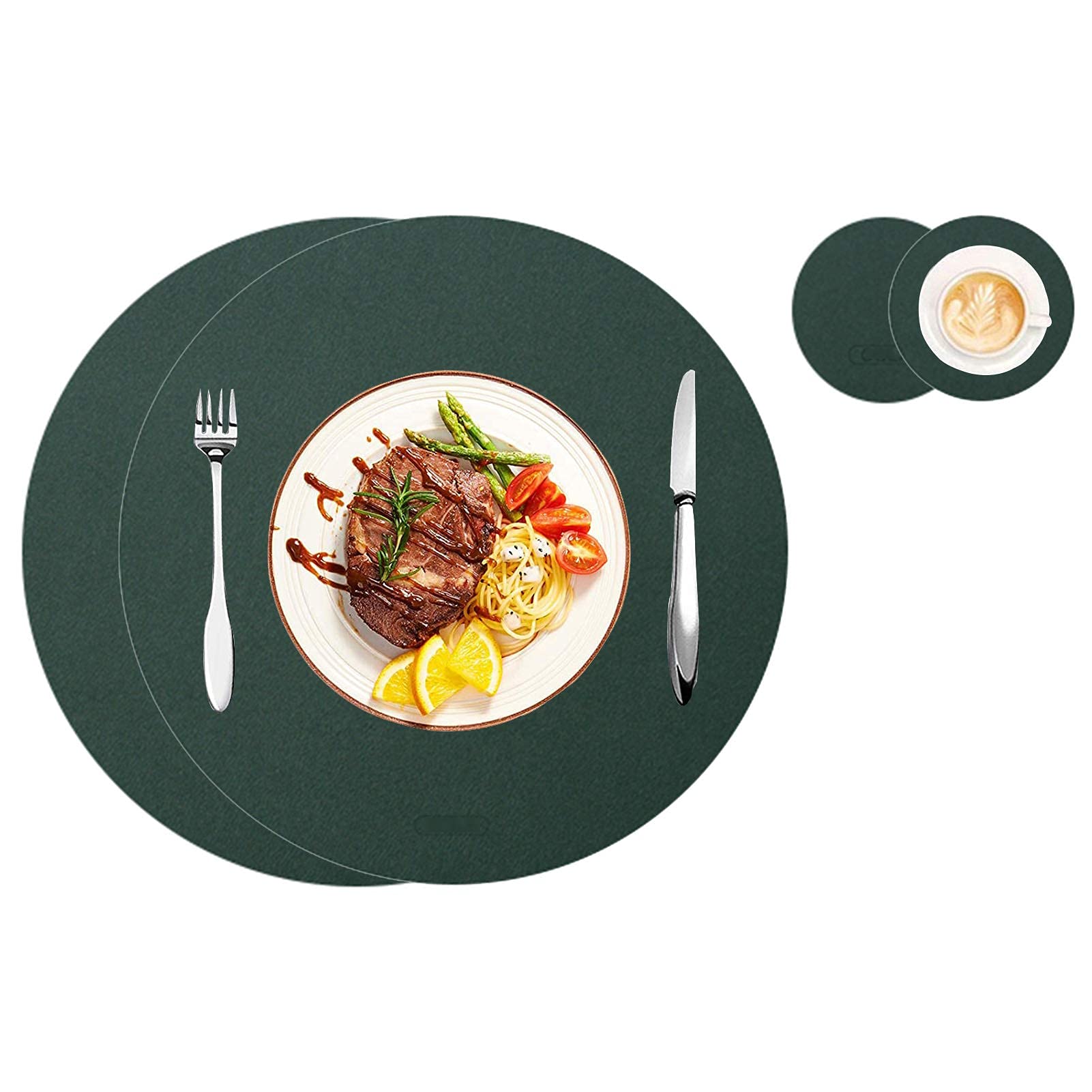 Sets de table ronds en cuir de qualité supérieure lavables pour salle à manger