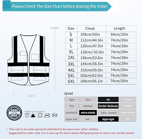 Miniatura 6 de Chaleco de seguridad con bolsillos y cremallera para mujeres y hombres, chaleco reflectante de alta visibilidad, para trabajo de construcción,