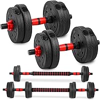 Vista 1 de Adjustable Dumbbell Set, 22lbs Free Weights Dumbbells Set, 3 in1 Dumbbells Set Used as Barbell,Push-up Stand, Weight Set for Home Gym, Fitness