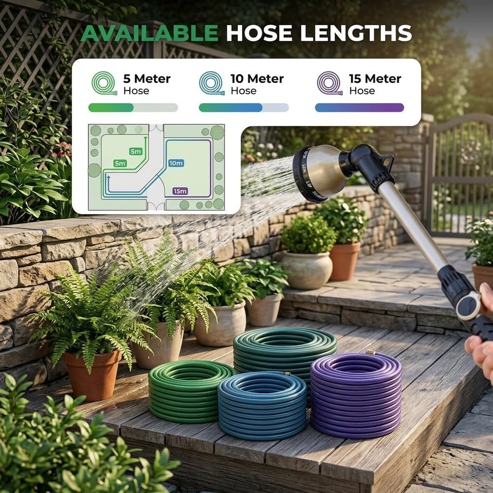 Ugello per tubo da giardino resistente, 45,7 cm, in lega di zinco (D)