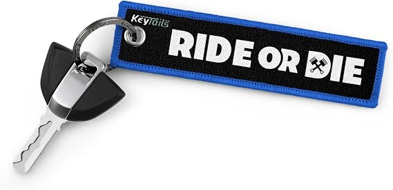 KEYTAILS Keychains, Premium Quality Key Tag for Motorcycle, Scooter, ATV, UTV [Ride Or Die]