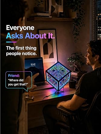 Infinity Mirror Hyper Cube Table Lamp, Desk Art Mood Light