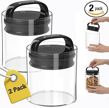 Prepara Evak Fresh Saver Small Short - Clear Black Handle, Set of 2