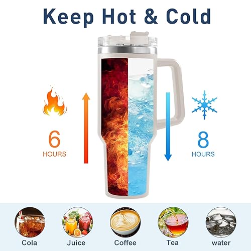 Miniatura 3 de Personalized 40 Oz Tumbler with Handle and Straw, Custom Insulated Stainless Steel Tumbler with Name Travel Coffee Mug Birthday Gifts for Women Men