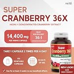 Herba Cranberry Supplement 36x Extract | 28,800mg Per Day | 180 Cranberry Pills for Women and Men | High Potency Formula to Help Prevent Urinary Tract Infection (UTI) | Made in Canada