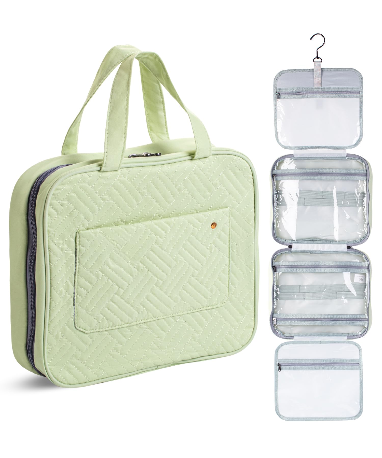 Ms. Pen- Travel Toiletry Bag Organizers, Sage Green, Makeup Travel Bag for Toiletries with Hanging Hook, Water-Resistant
