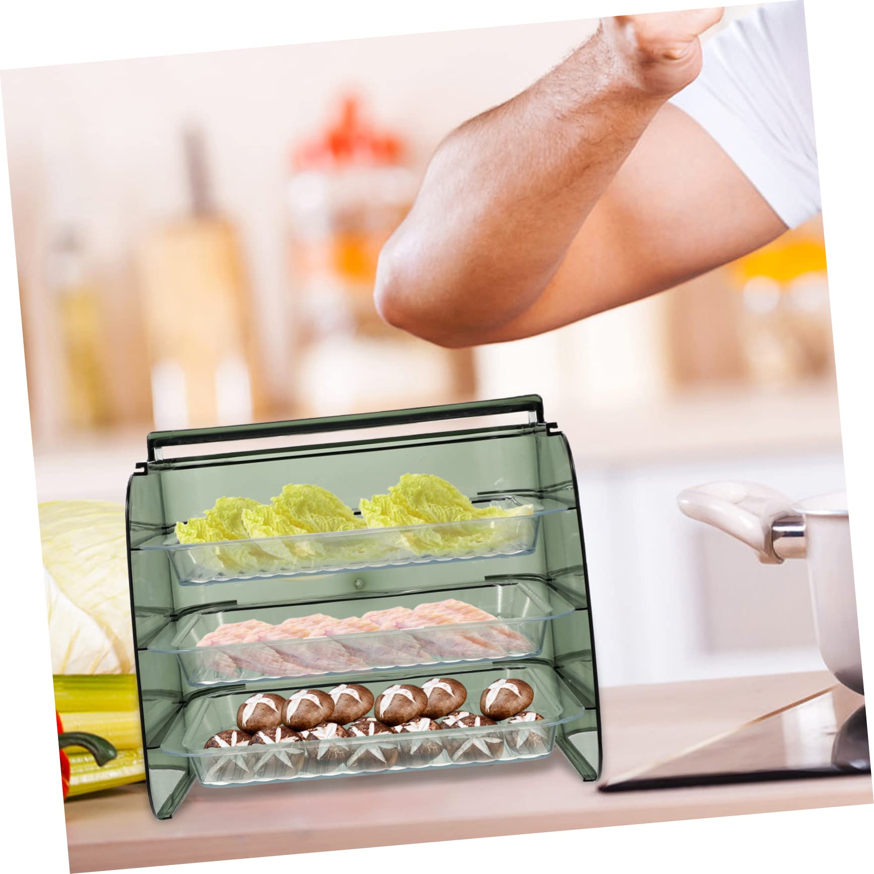 Estante de Almacenamiento de Alimentos de Cocina Transparente Verde, Triple Capa, Resistente al Calor, Rejilla para Preparar Ollas Calientes, Adecuado para Cocina y Organización