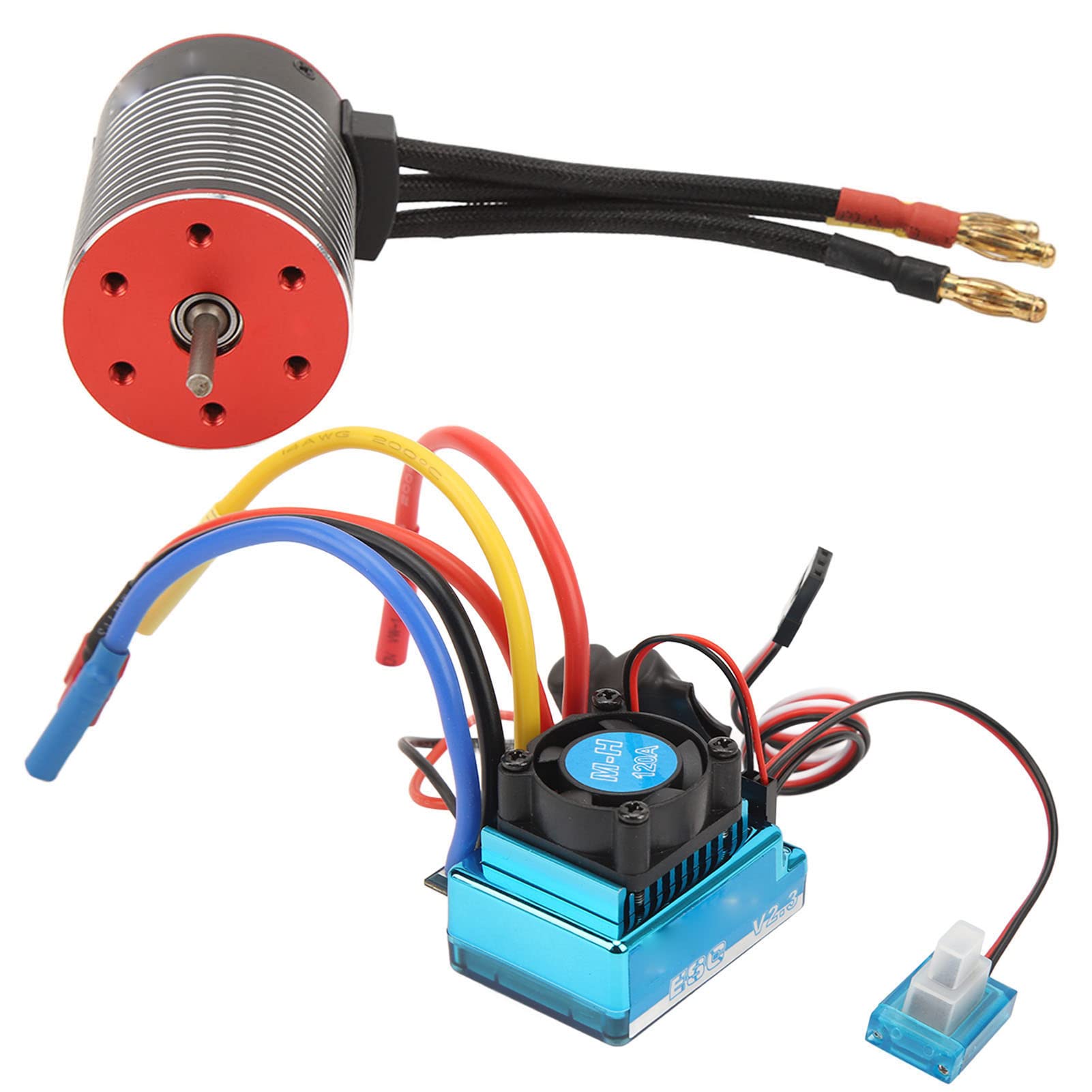 HERCHR RC Brushless Motor ESC Set, 3650 Brushless Motor Water Proof 120A Electric Speed Controller Set High Torsion Upgrade Accessories for RC Car (4500KV)