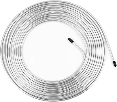25Ft 3/16 Brake Line Kit,Copper Coated Brake Line Repair Kit with 0.035" Wall Thickness for Repair of Hydraulics,Brakes Systems and Fuel,Flexible Anti-Rust Brakes Lines 3/16 Silver Tube
