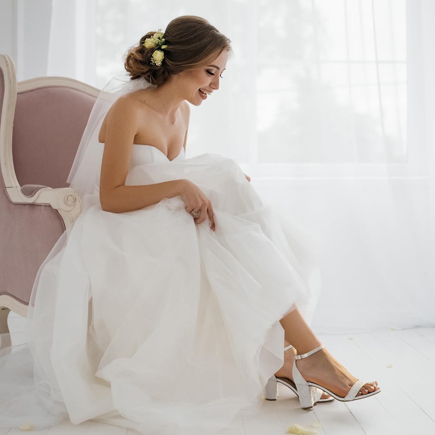 DREAM PAIRS Women's Chunk Low Heel Pump Sandals - Image 7