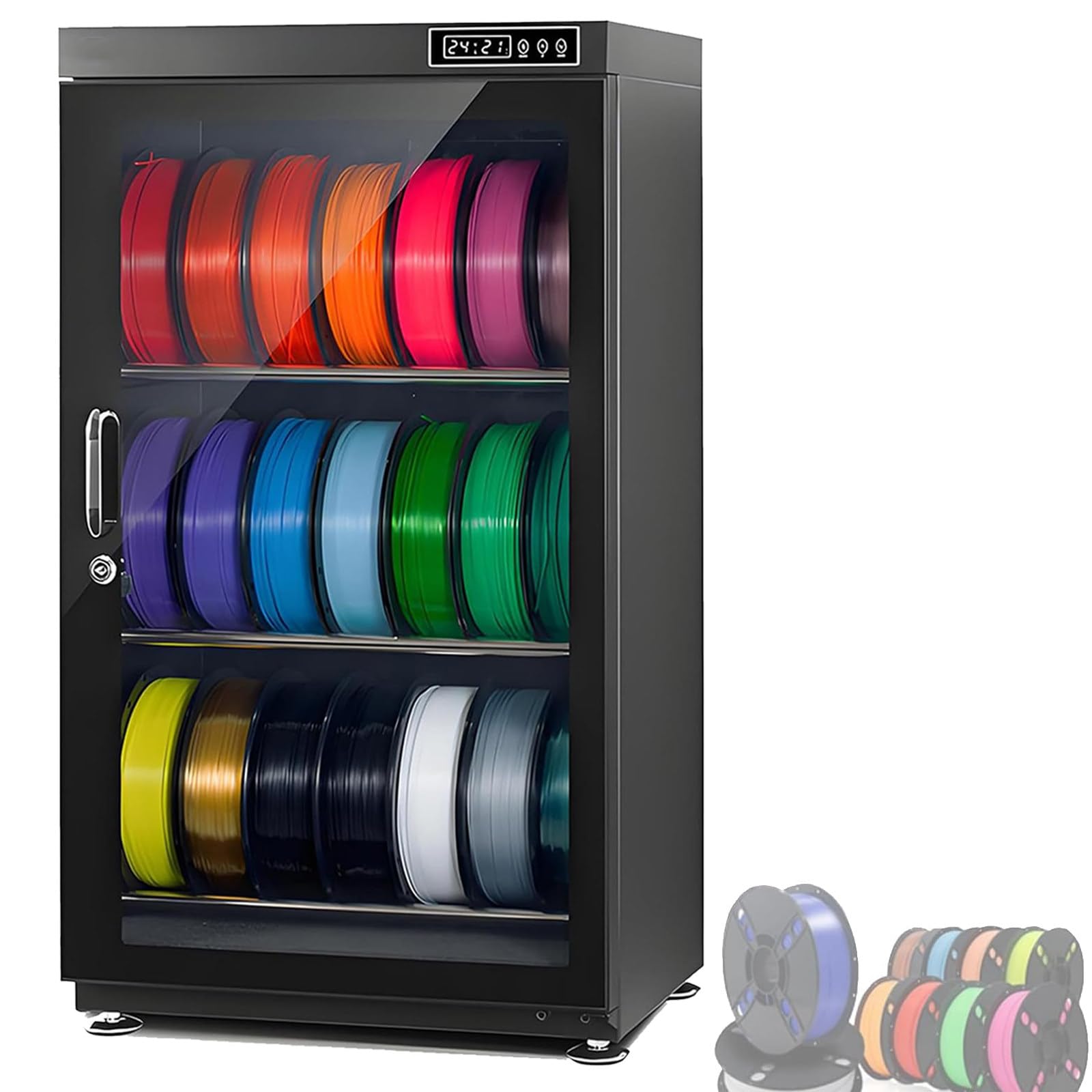 3D Drucker Filament Dryer Box,Filament Trockner,Feuchtigkeitsbeständige Filament-Aufbewahrungsbox,Luftfeuchtigkeitsbereich 15–60%,Fasst 10–12/15-21 Rollen à Filament 115L