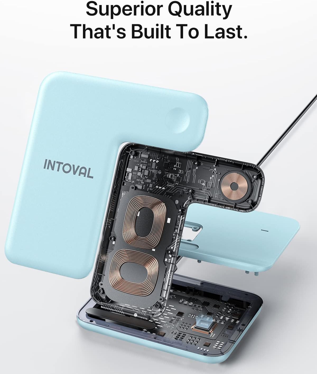 Internal components of Intoval Z5 charging station showing coils and circuitry