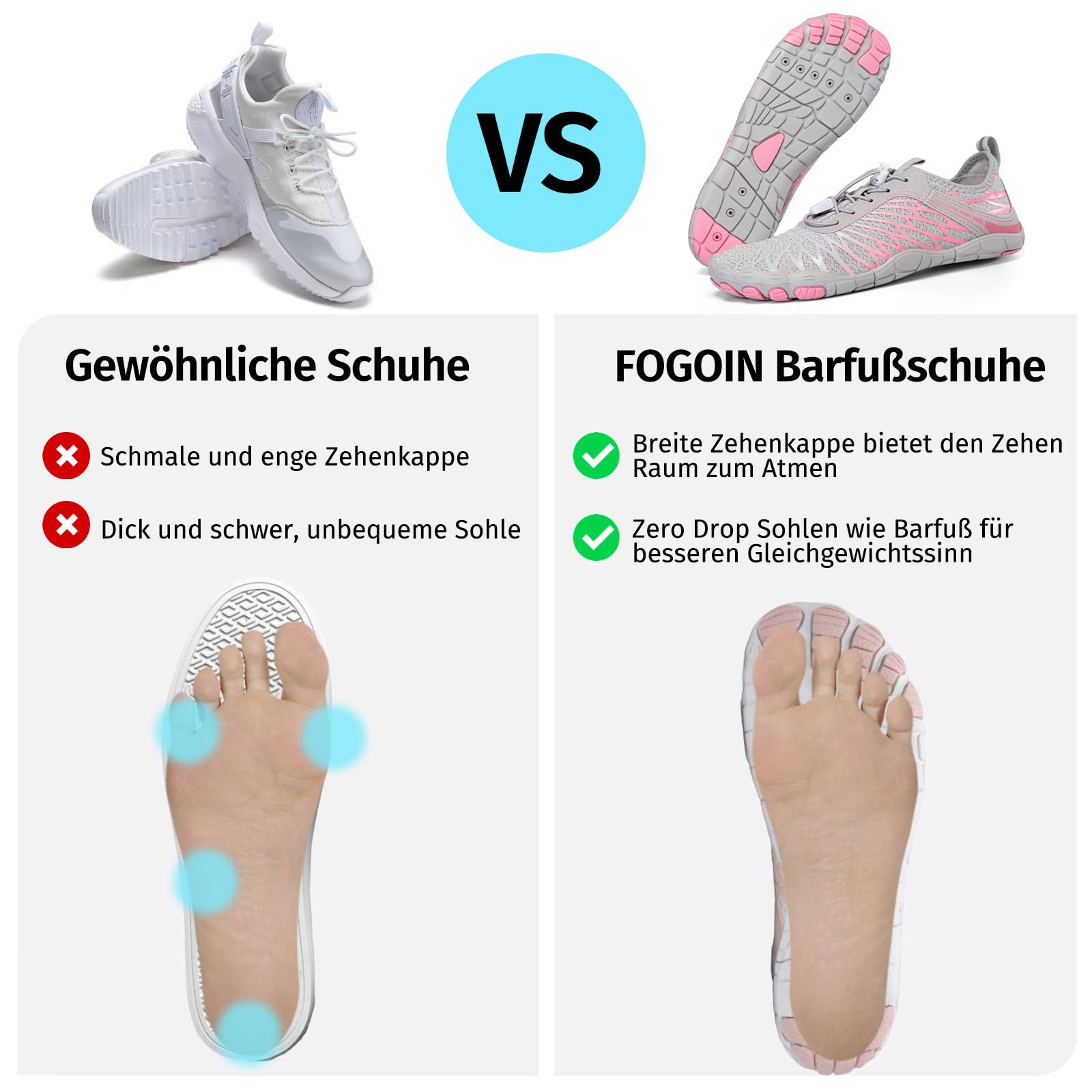 Chaussures Pieds Nus Feral Walk Light, Chaussures Minimalistes Barefoot pour Homme et Femme - Antidérapantes, Respirantes