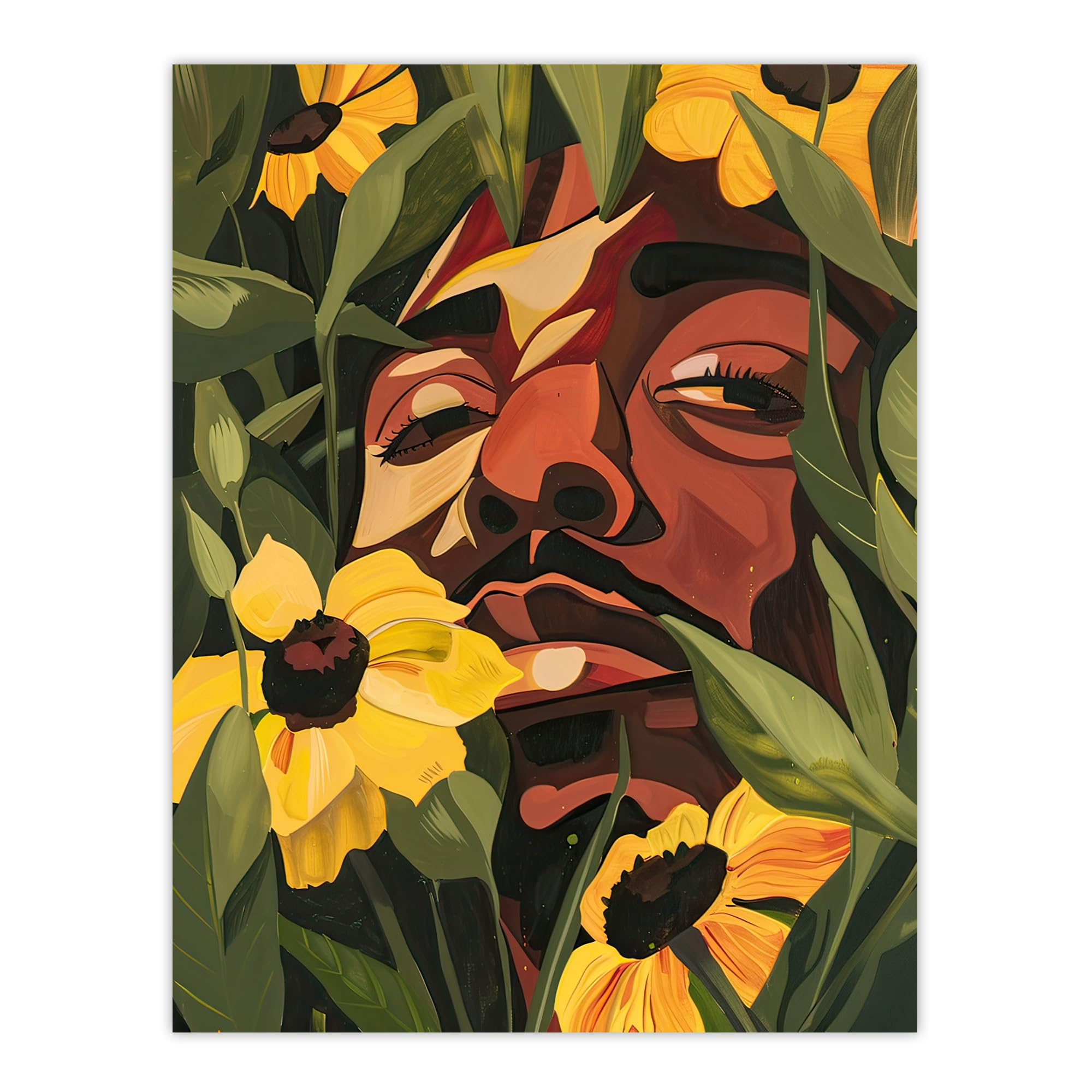 Artery8 Rapper Yellow Flowers Music Portrait Painting Living Room Extra Large XL Wall Art Poster Print, Unframed 24X32", 81L x 61W cm