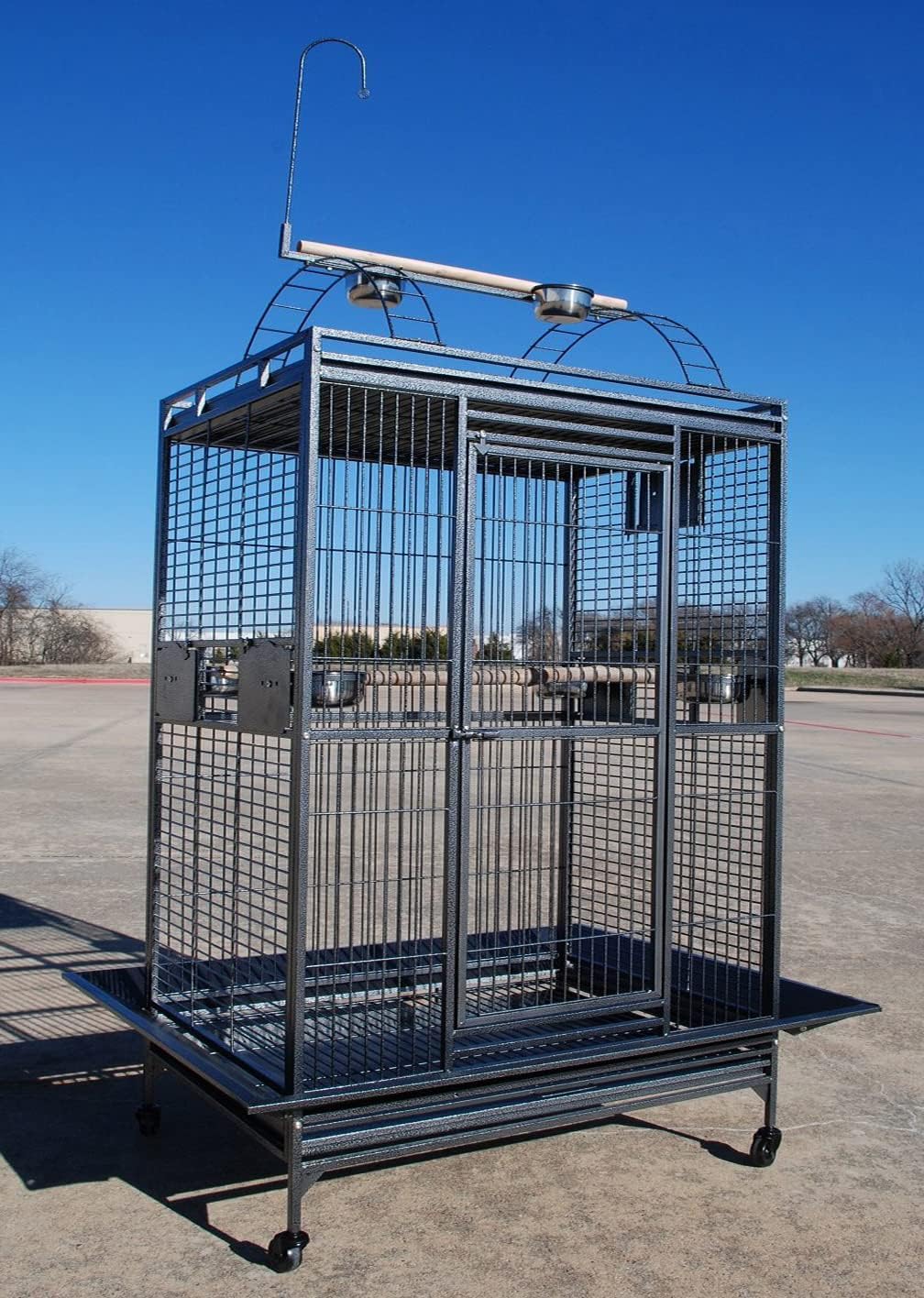 40"x30"x72"H, XX-Large Double Ladders Open Play Top Wrought Iron Bird Parrot Parttot Finch Macaw Cockatoo Cage, Include Seed Guard and Toy Hook