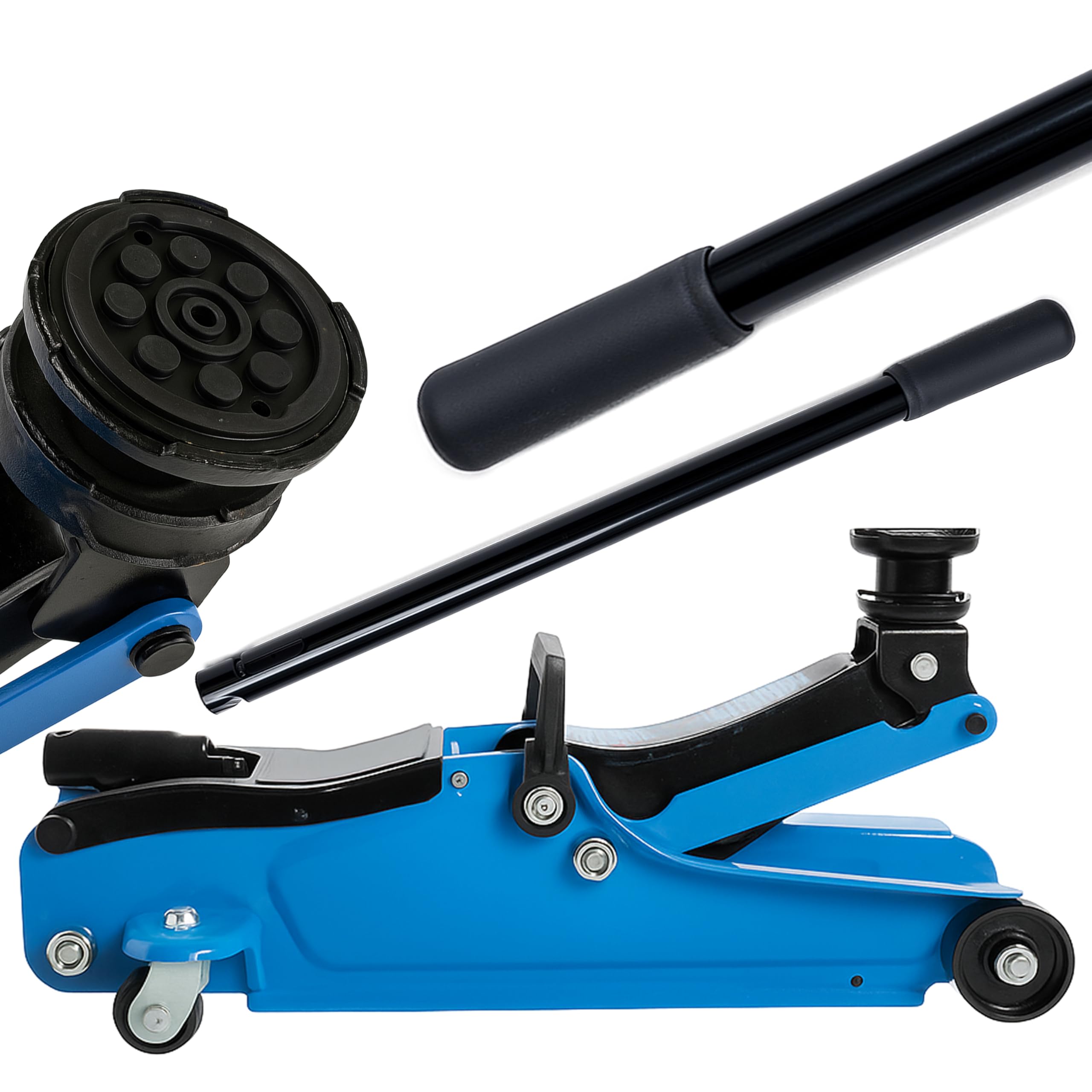 Retoo Hydrauliczny podnośnik samochodowy 2,5 t – podnośnik samochodowy o wysokości podnoszenia 85-365 mm i ramieniu dźwigni 50 cm, profil płaski, system podwójnego tłoka, bardzo stabilny, idealny do